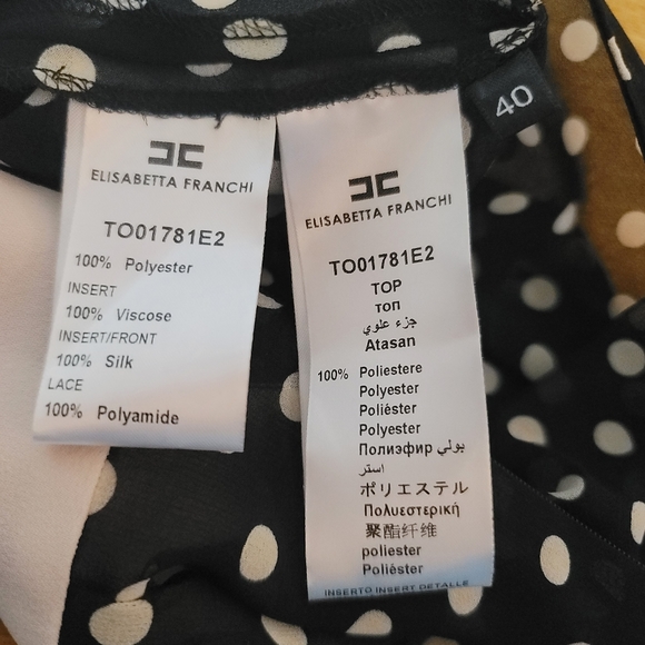 Elisabetta Franchi Italian Top Silk Lace Sz S (40)Runway Polka high neck polka - Picture 3 of 6